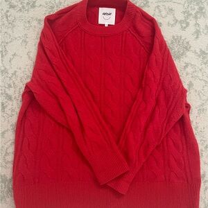 Aerie Red Cable Knit Sweater
